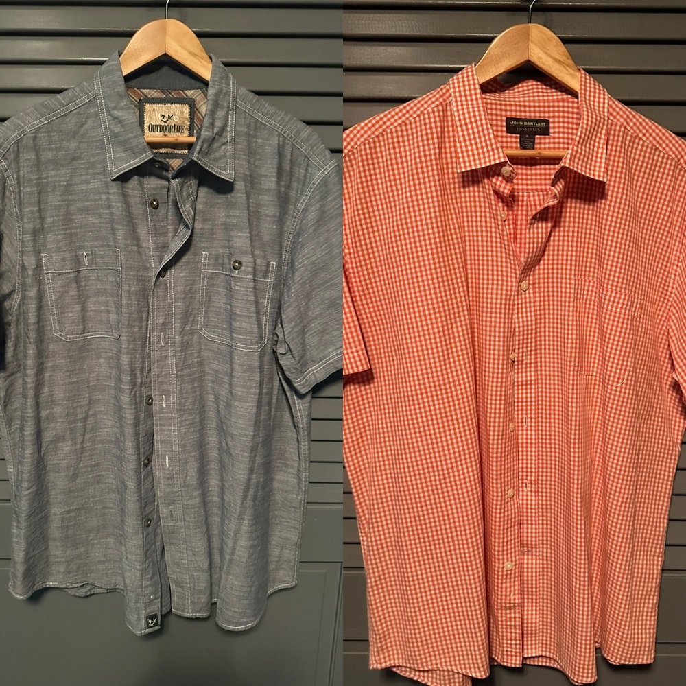 Two men’s short sleeve shirts in very good condition